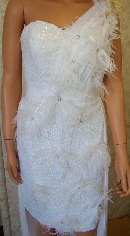 short wedding gown with long train