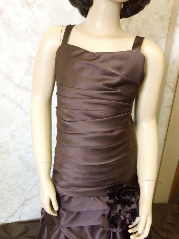 Brown pleated flower girl dress