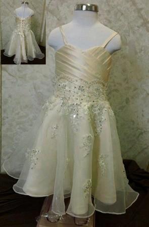 Sweetheart lace appliqued flower girl dress