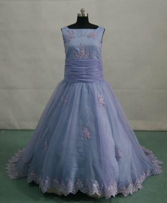 lavender organza and lace gown