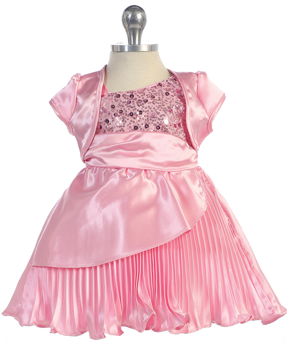 Pink pleated sequin Baby Dress