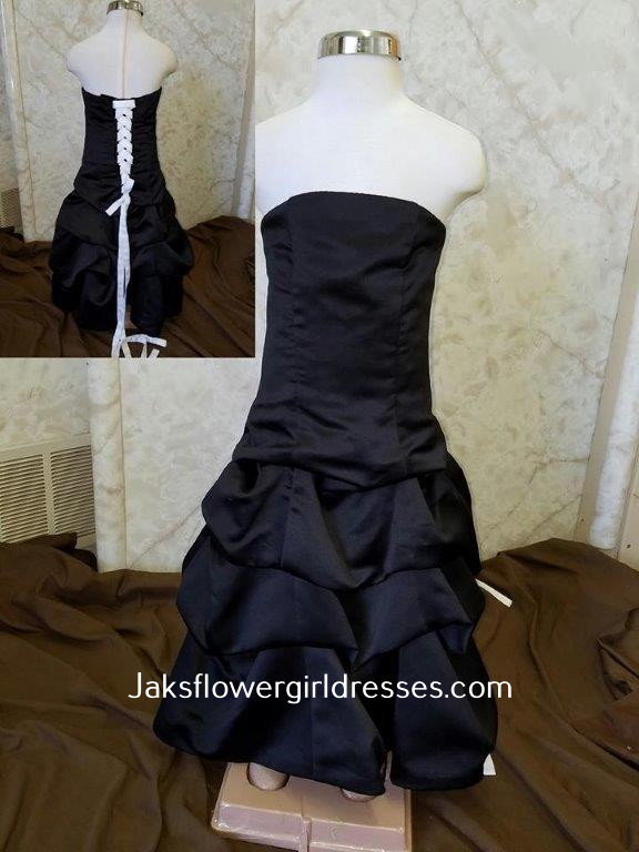 black flower girl dress with white corset back