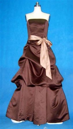 Chocolate pick up dress with antique brass sash