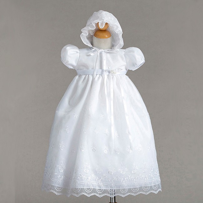 Christening Gown with Scalloped Lace Hem