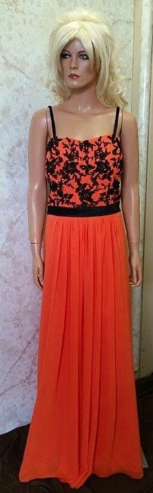 orange black bridesmaid dress