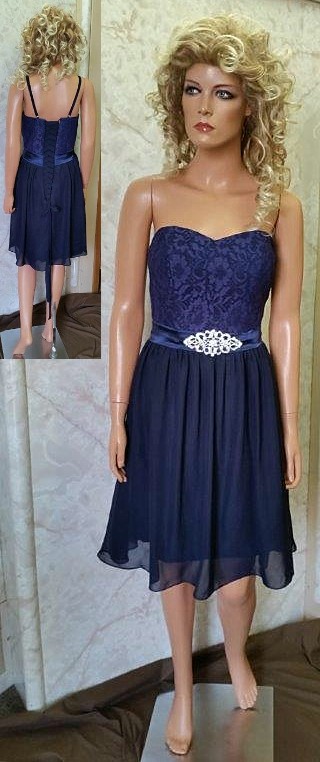 short navy blue bridesmaid dress