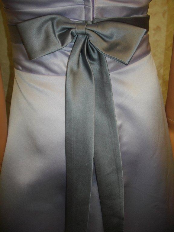 Platinum sash on orchid bridesmaid dress