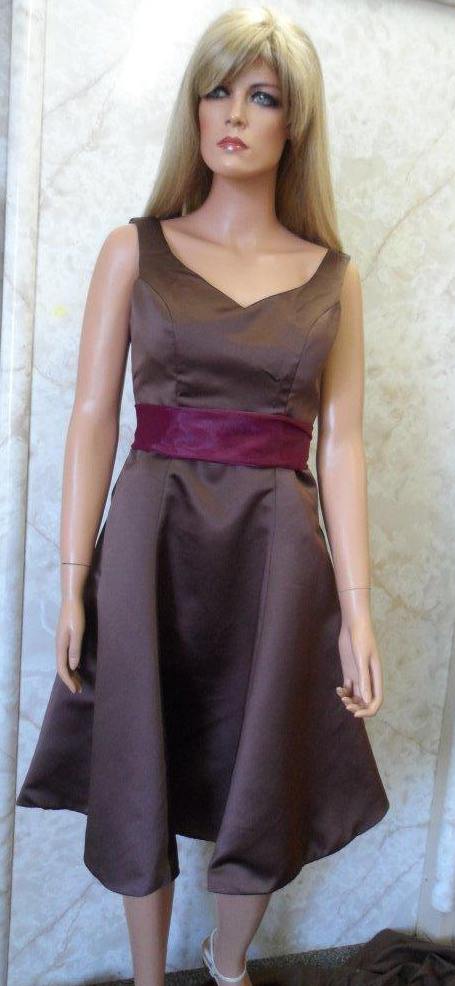 Chocolate and merlot Satin and tulle mother of the brides dress