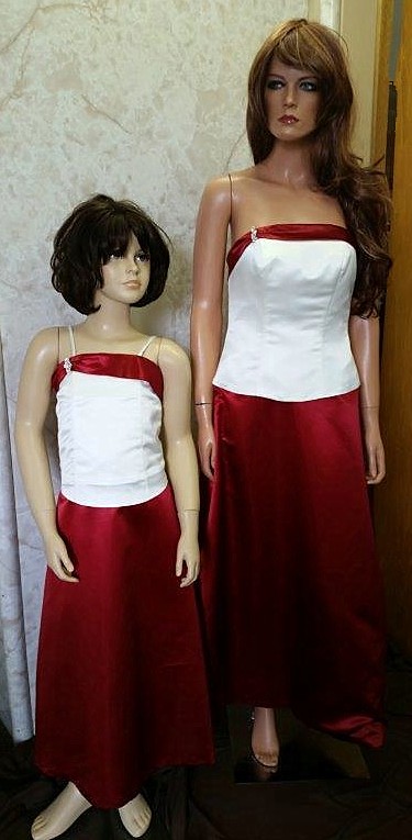 ivory apple red bridesmaid dresses