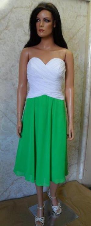 green bridesmaid dress with white bodice