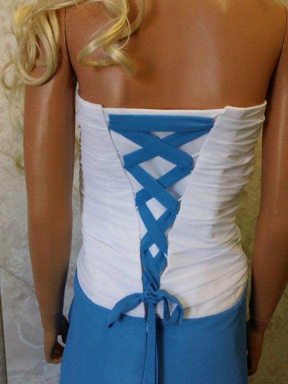 White and pool blue Bridesmaid Dresses