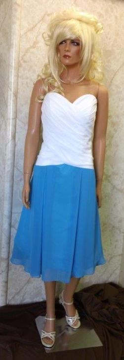 White and pool blue Bridesmaid Dresses