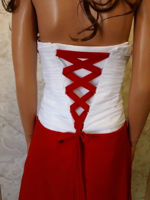 Red And White Strapless bridesmaid dresses