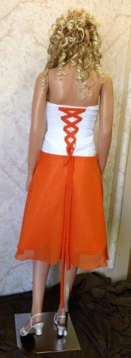 White and orange strapless Bridesmaid Dresses
