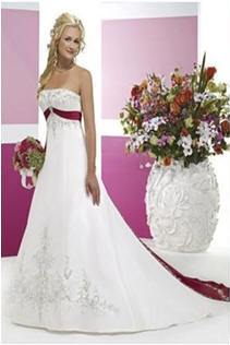 strapless satin a-line wedding gown