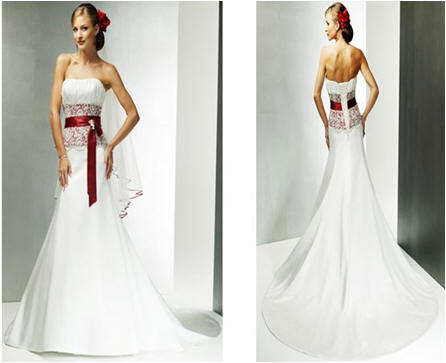 red and white bridal gowns