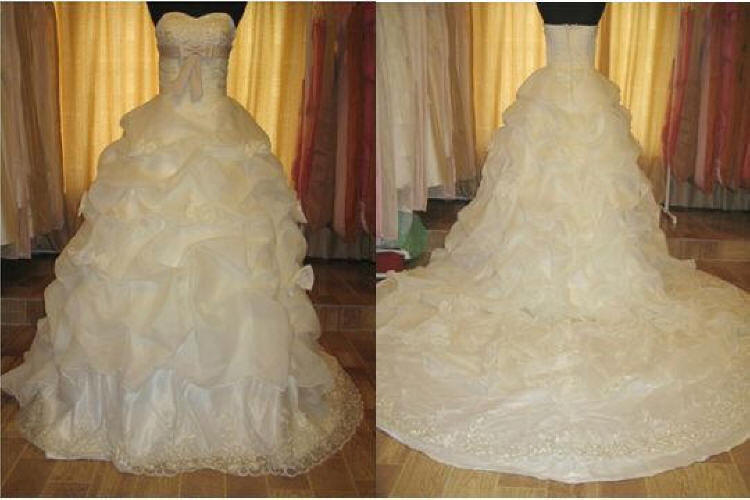 wedding gown with pick up skirt