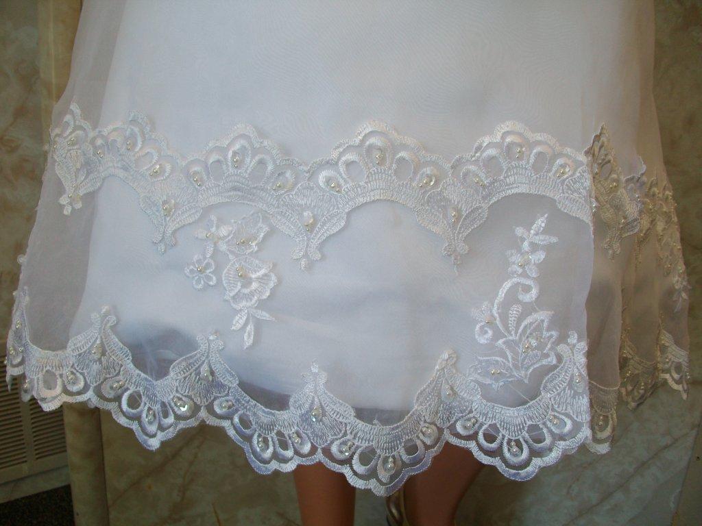 short wedding dresses with lace applique hemline