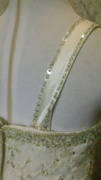 flower girl bodice with crystal and pearl beading