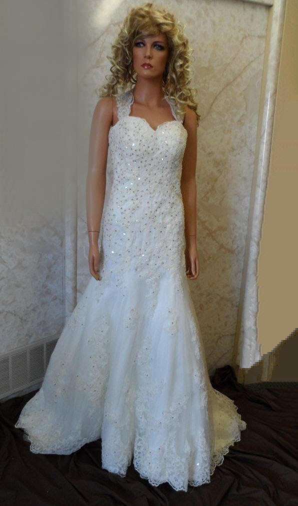 Lace wedding dress with open back