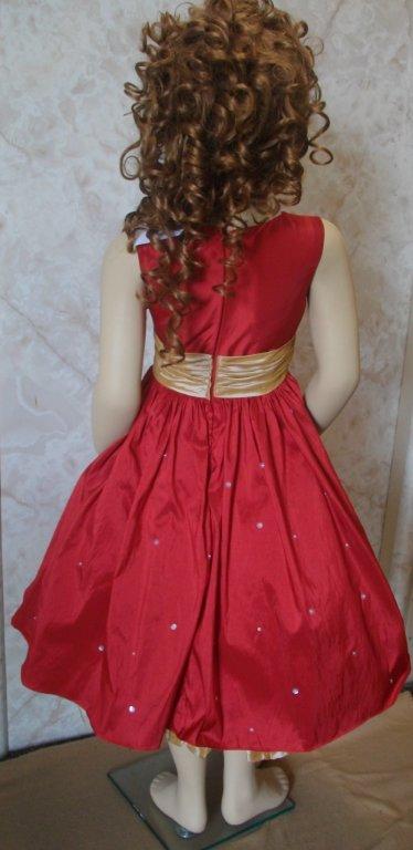 Sleeveless red and gold girls dress