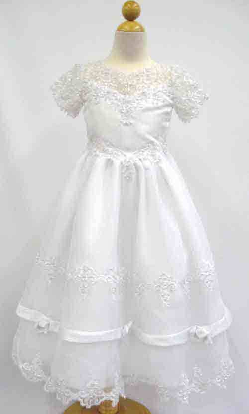 Scalloped lace communion dress