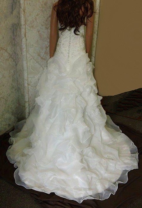Strapless tiered organza wedding ball gown