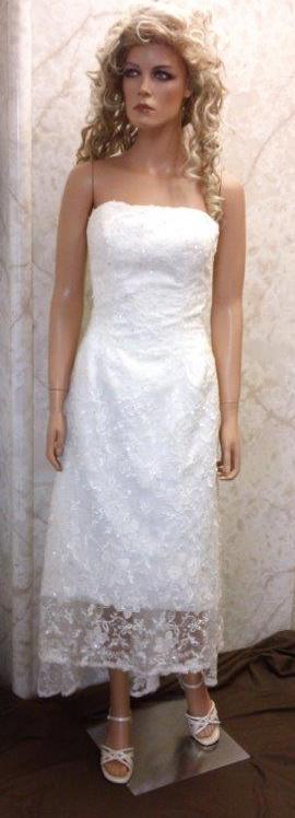 high low lace wedding gown