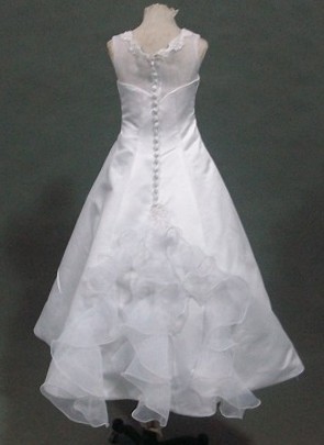 long white A-line organza preteen dress