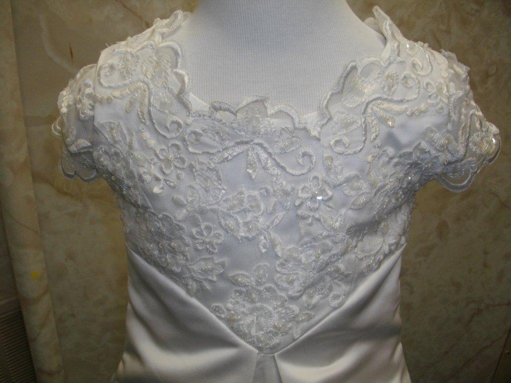 embroidered bodice and short sleeves