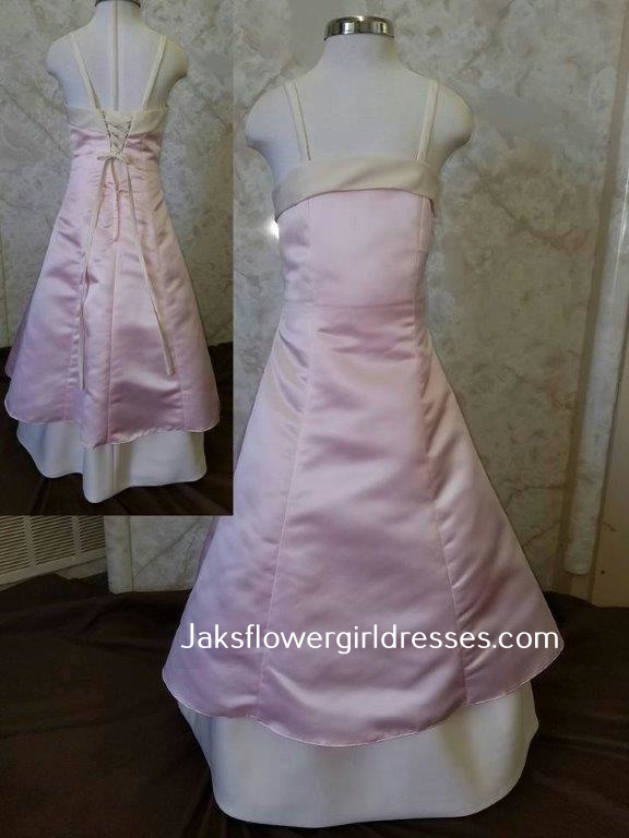 White and pink flower girl dresses