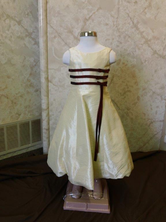 long champagne dress with merlot ribbons