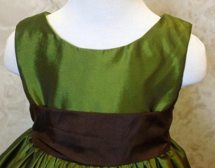 green and chocolate flower girl dresses