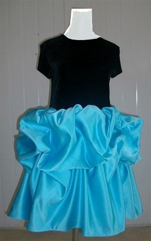 velvet flower girl dress with pool blue pick up skirt