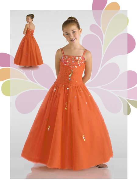 Girls orange pageant dresses