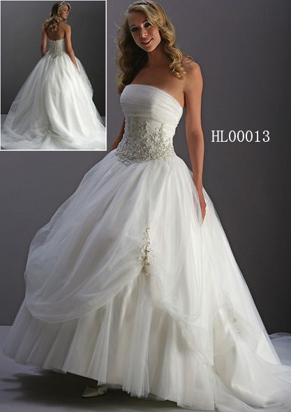 ruched strapless tulle wedding ball gown