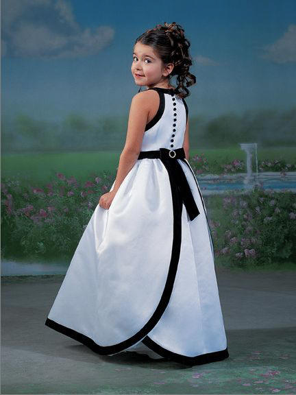 halter black and white flower girl dress