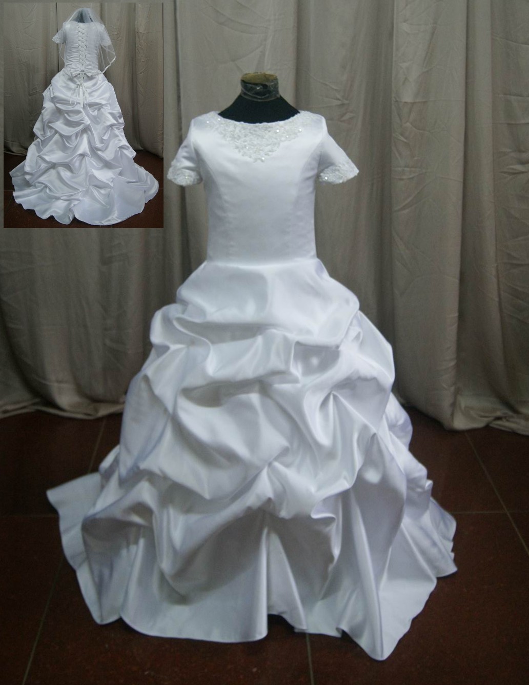 pickup short sleeve miniature wedding gown