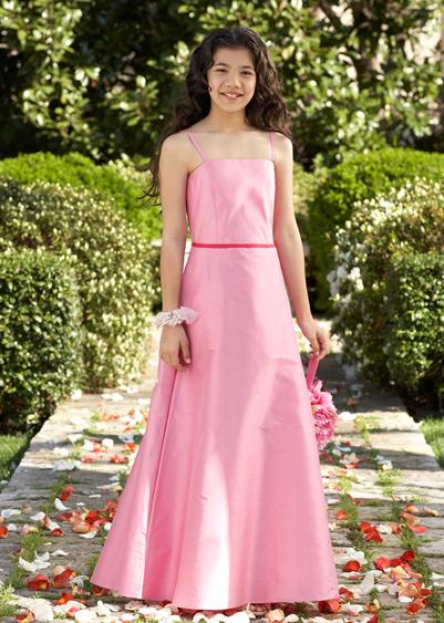 pink Flower girl spaghetti strap dress