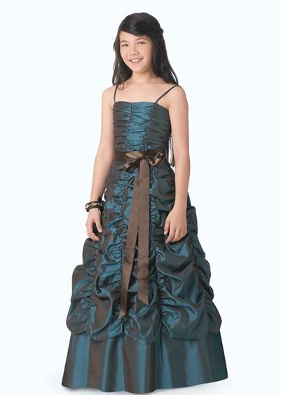 long layered blue bridesmaid dress