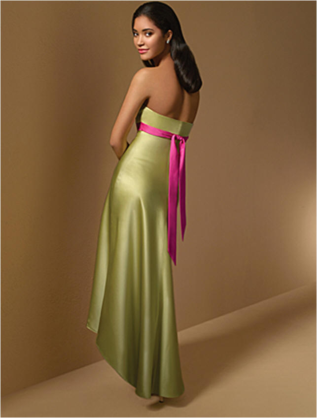 high Low bridesmaid dress in lime and pink