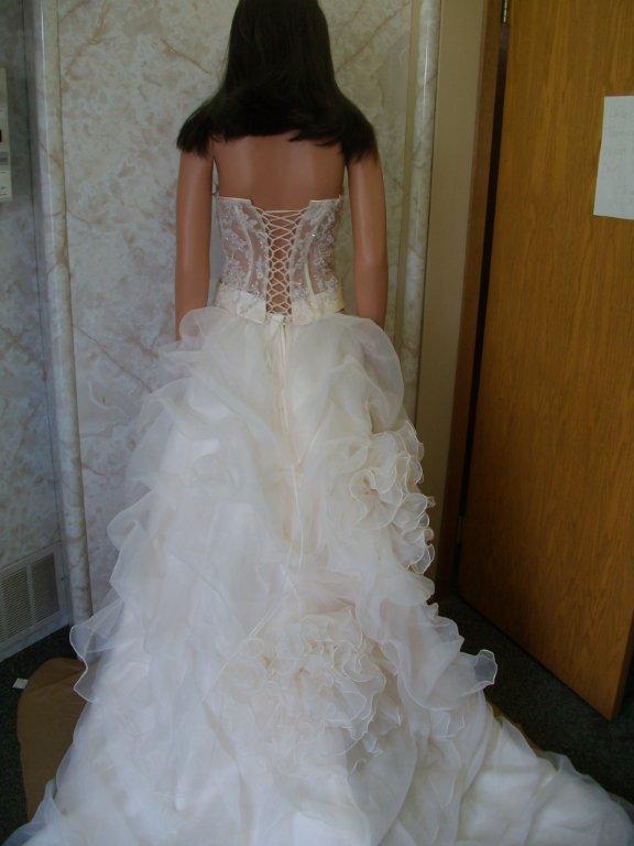 Organza sheer corset top wedding dress