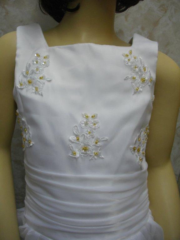 white and gold miniature dress