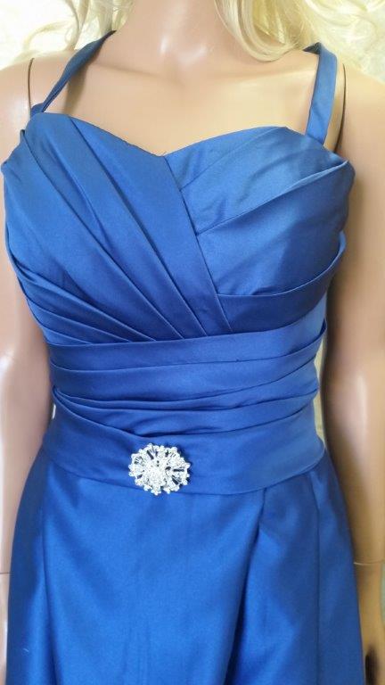 blue pleated bodice bridesmaid dresses