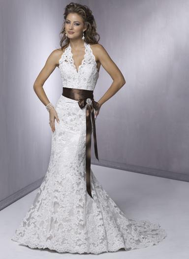 lace halter wedding gown