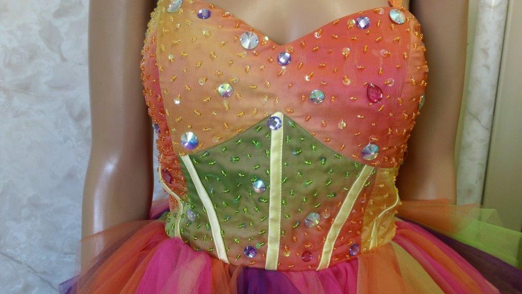 ombre top and multicolored tulle skirt