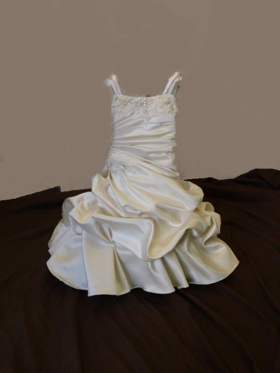 infant wedding gown with cascading train