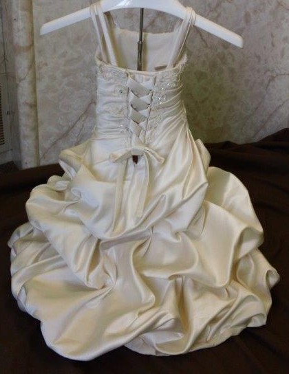 infant wedding gown with cascading train