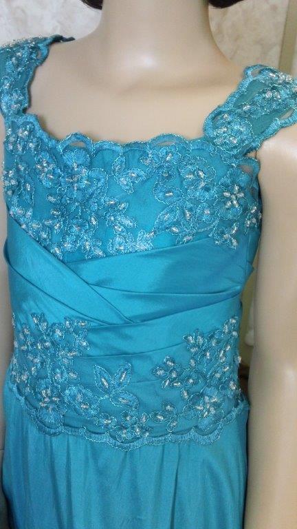 teal flower girl dress with train