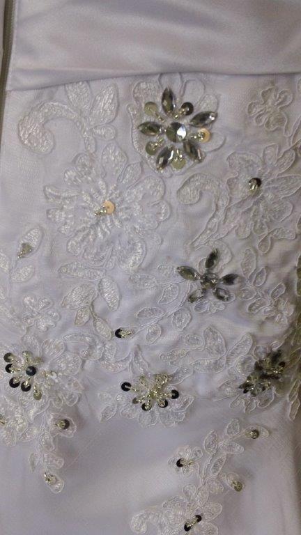 lace applique and crystals
